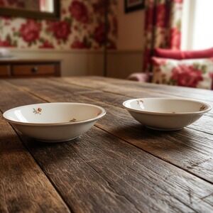 Cunningham & Pickett Cardinal Berry Bowls, Set of 2, Hand-Decorated Tableware
